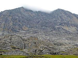 The Eiger partially covered by a cloud
