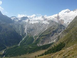 View of the Allainhorn, Alphubel and the Fee Glacier from Hannig