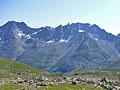 View of the peaks along the east side of the Arolla Valley