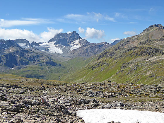 Piz Kesch and Piz Forum from Sertig Pass 