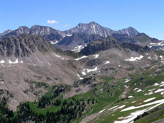 Snowmass Mtn and Hagerman Peak from Avalanche Pass