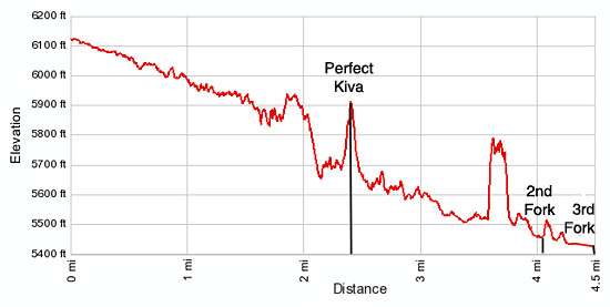 Elevation profile of the First Fork of Slickhorn Canyon