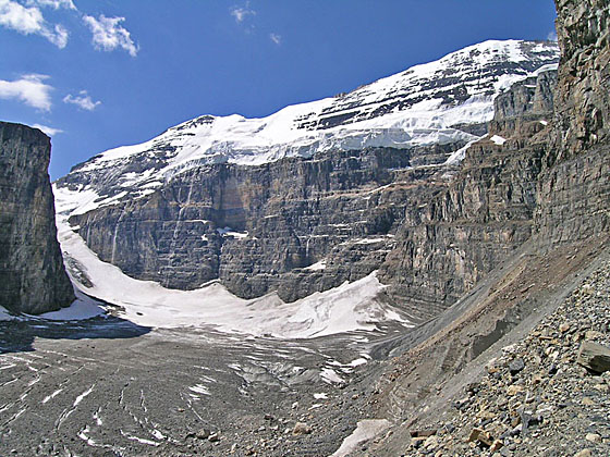 Waterfall tumbling from the Victoria Glacier