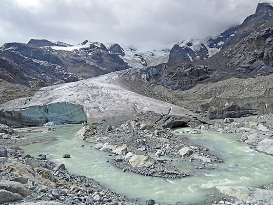 Meltwater flowing out of the glacial tongue