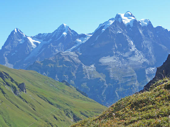 Close-up of the Eiger, Monch and Jungfrau