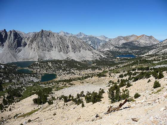 View of Kearsarge and Bull Frog lakes from the pass